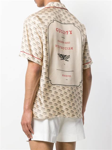 gucci stamp bowling shirt